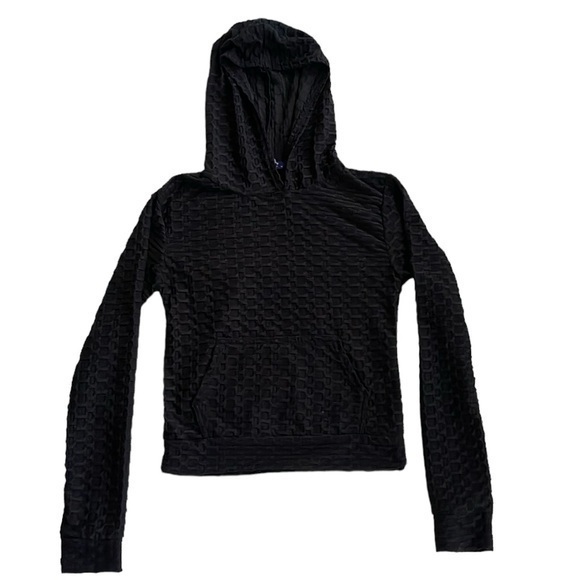 AQ sport TikTok Famous Tank Top black Honeycomb pullover hoodie pocket medium - Picture 1 of 10